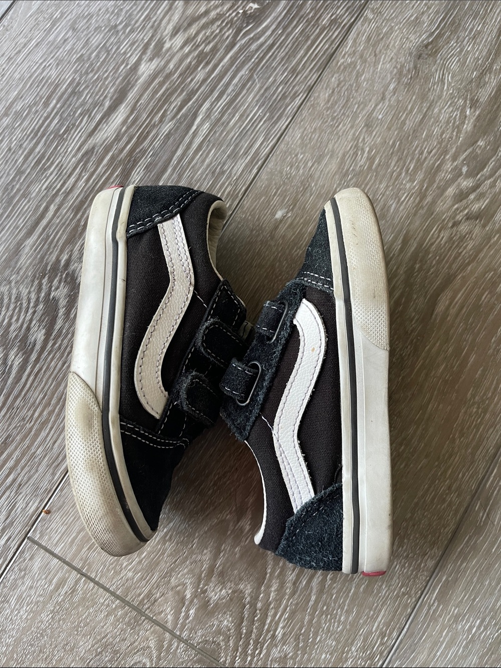 Vans Kids Black and White Velcro Skate Shoes